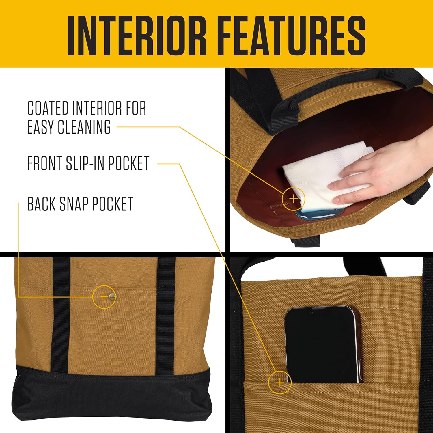 image:imageCarhartt Classic Vertical Open Tote Bag Durable Water Repellent Material WHand and Shoulder StrapsPort