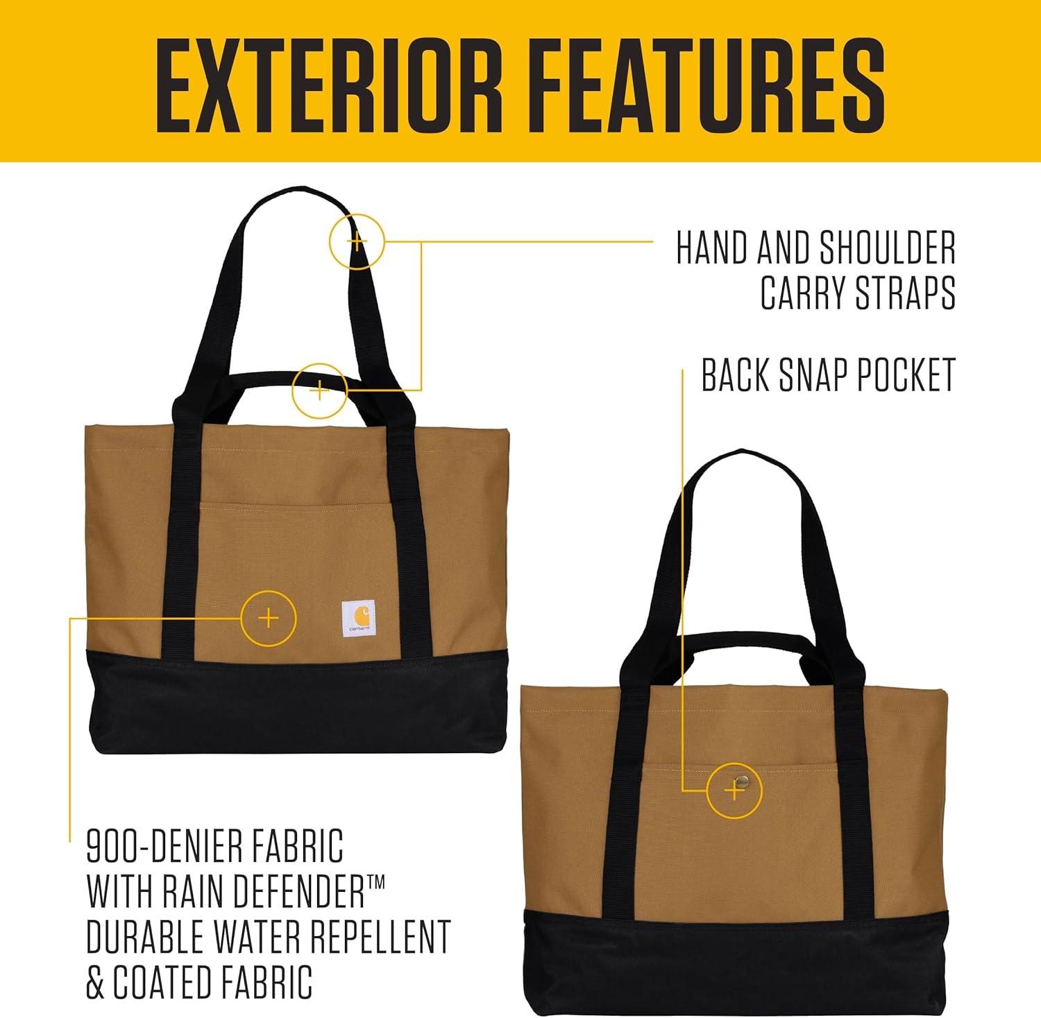 image:imageCarhartt Classic Vertical Open Tote Bag Durable Water Repellent Material WHand and Shoulder StrapsPort