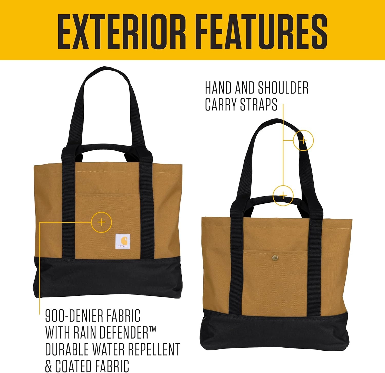 image:imageCarhartt Classic Vertical Open Tote Bag Durable Water Repellent Material WHand and Shoulder StrapsPort