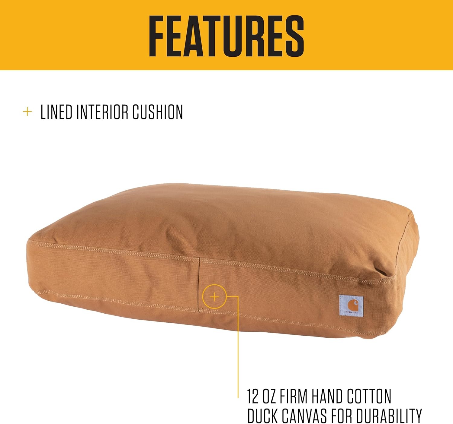 imageCarhartt Durable Canvas Pet Bed Water Resistant Firm Duck Dog Bed Carhartt Brown Sherpa Top MediumDeep Wine