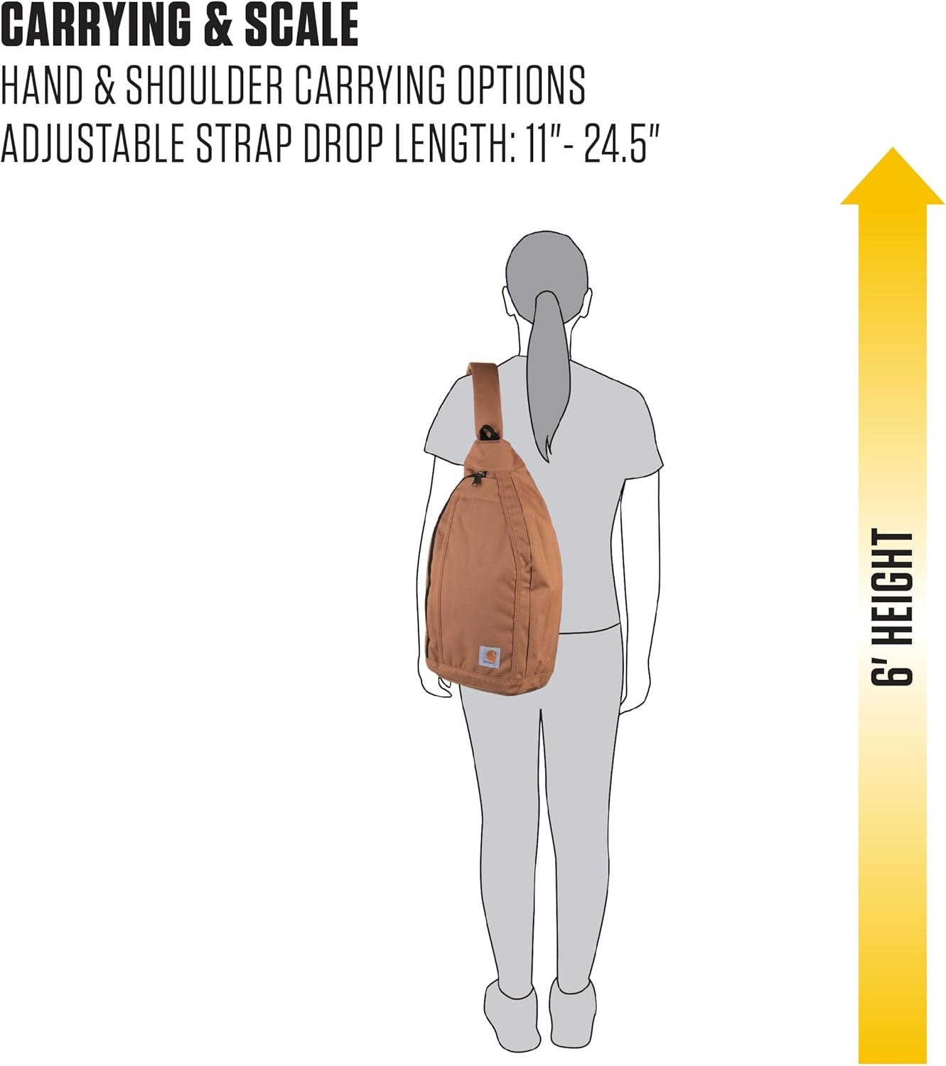 image:imageCarhartt Durable Sling Bag Crossbody Backpack with Side Release Buckle Tablet Sleeve and Adjustable Strap BlackCrossbody Backpack Black