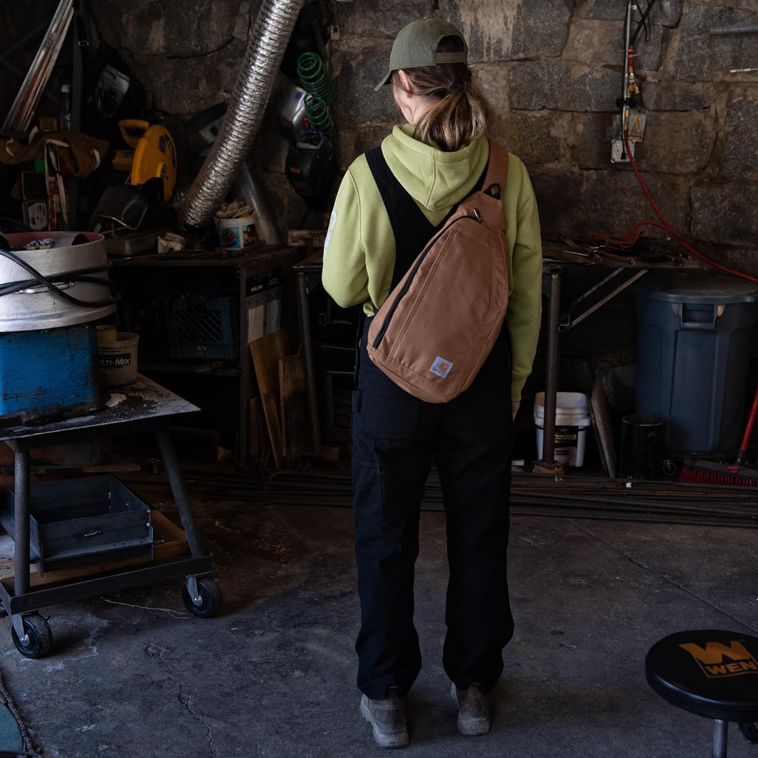 image:imageCarhartt Durable Sling Bag Crossbody Backpack with Side Release Buckle Tablet Sleeve and Adjustable Strap BlackCrossbody Backpack Greenstone