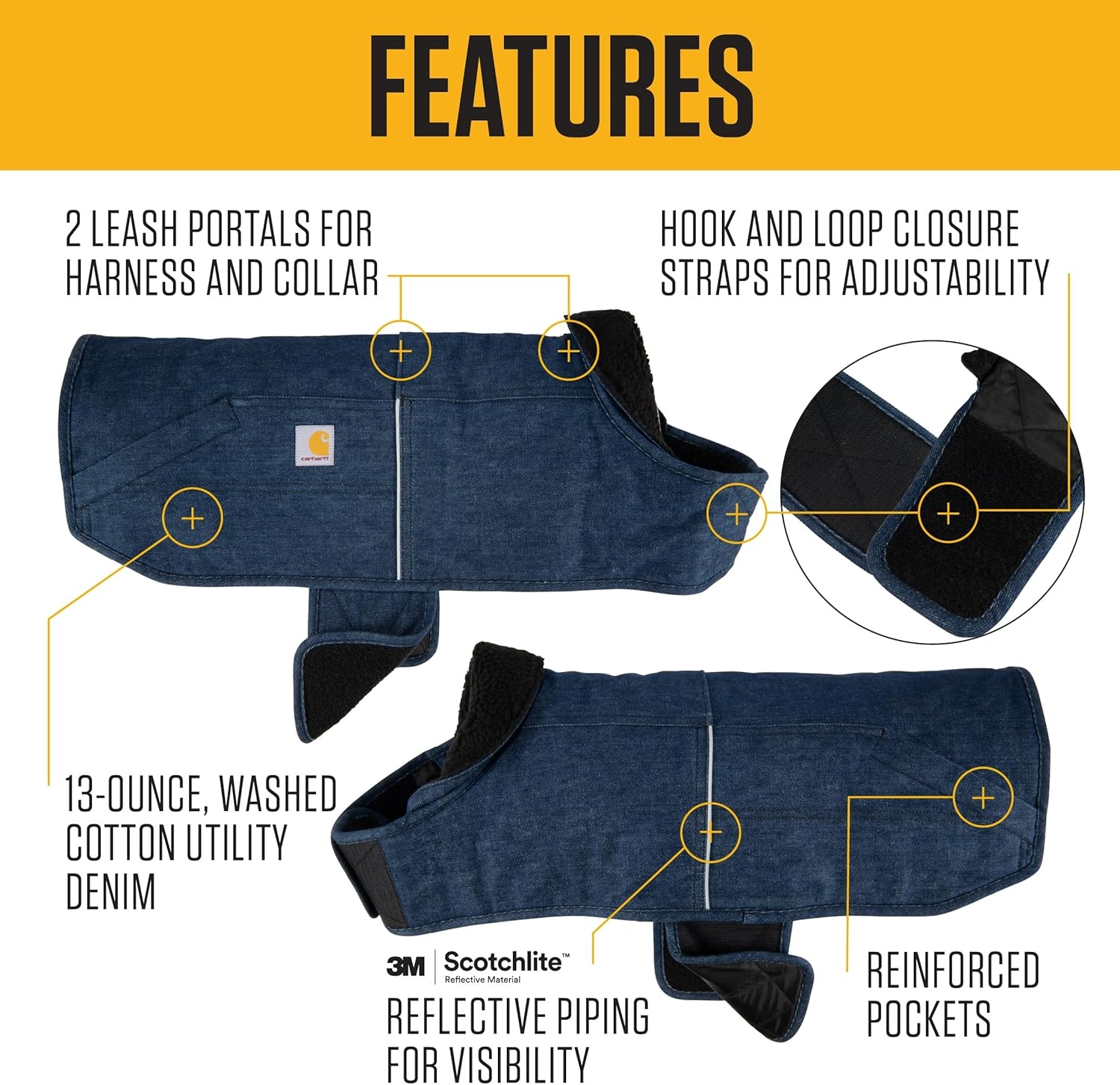 imageCarhartt Firm Duck Dog Chore Coat Insulated Weather Resistant Jacket for Cold and Windy Conditions Black LargeDenim