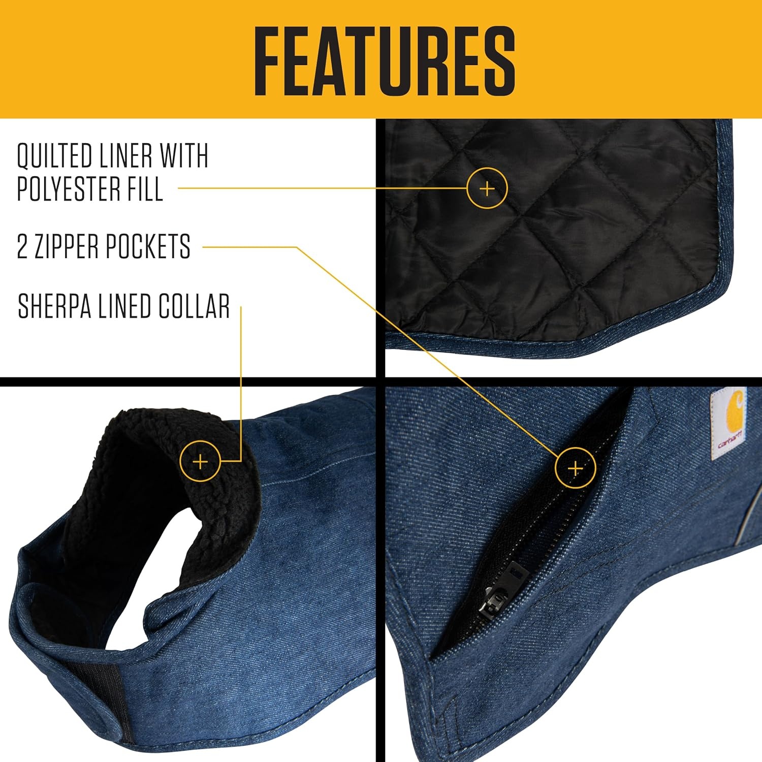 imageCarhartt Firm Duck Dog Chore Coat Insulated Weather Resistant Jacket for Cold and Windy Conditions Black LargeDenim