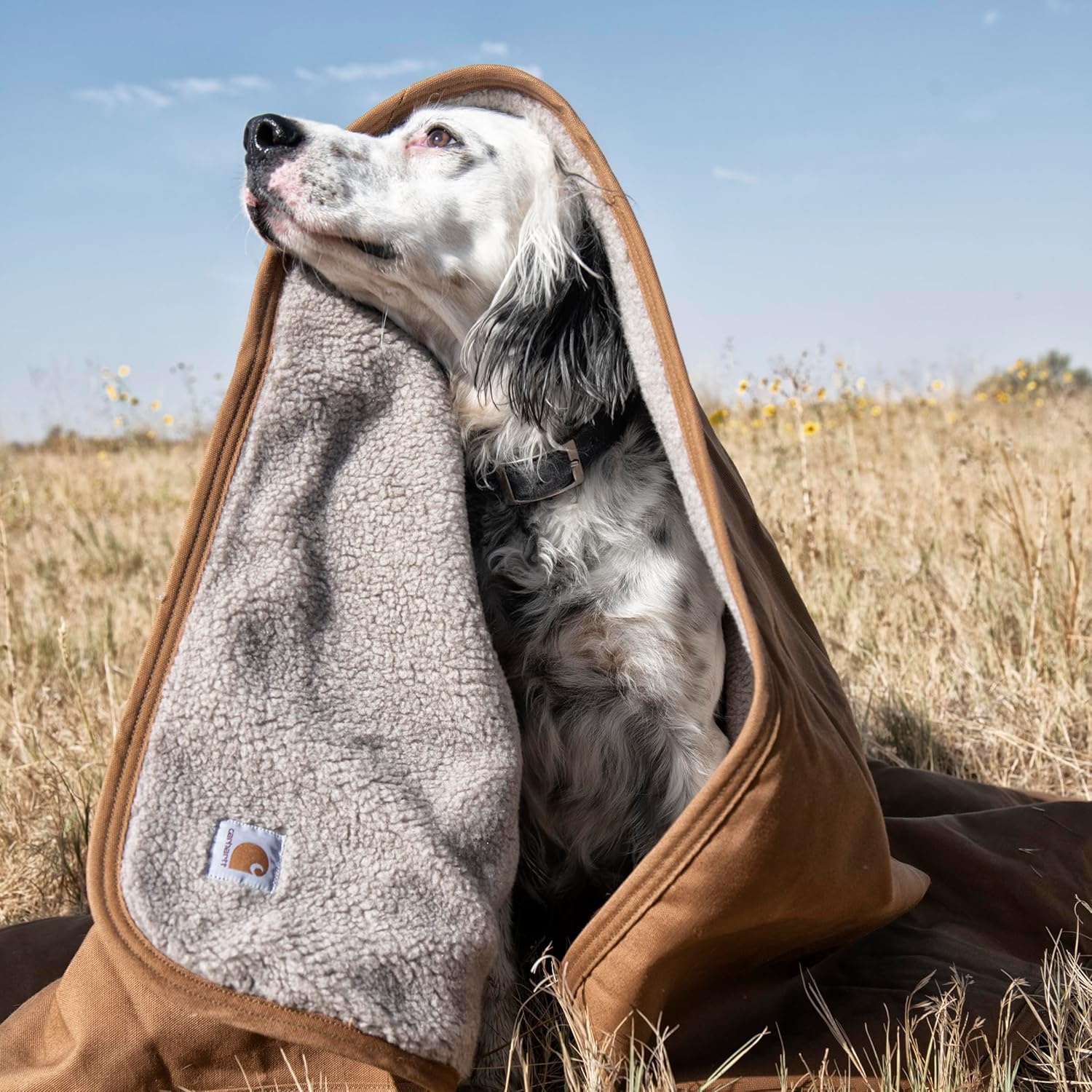 imageCarhartt Firm Duck SherpaLined Throw Blanket Reversible Pet Blanket Carhartt Brown FleeceCanvas