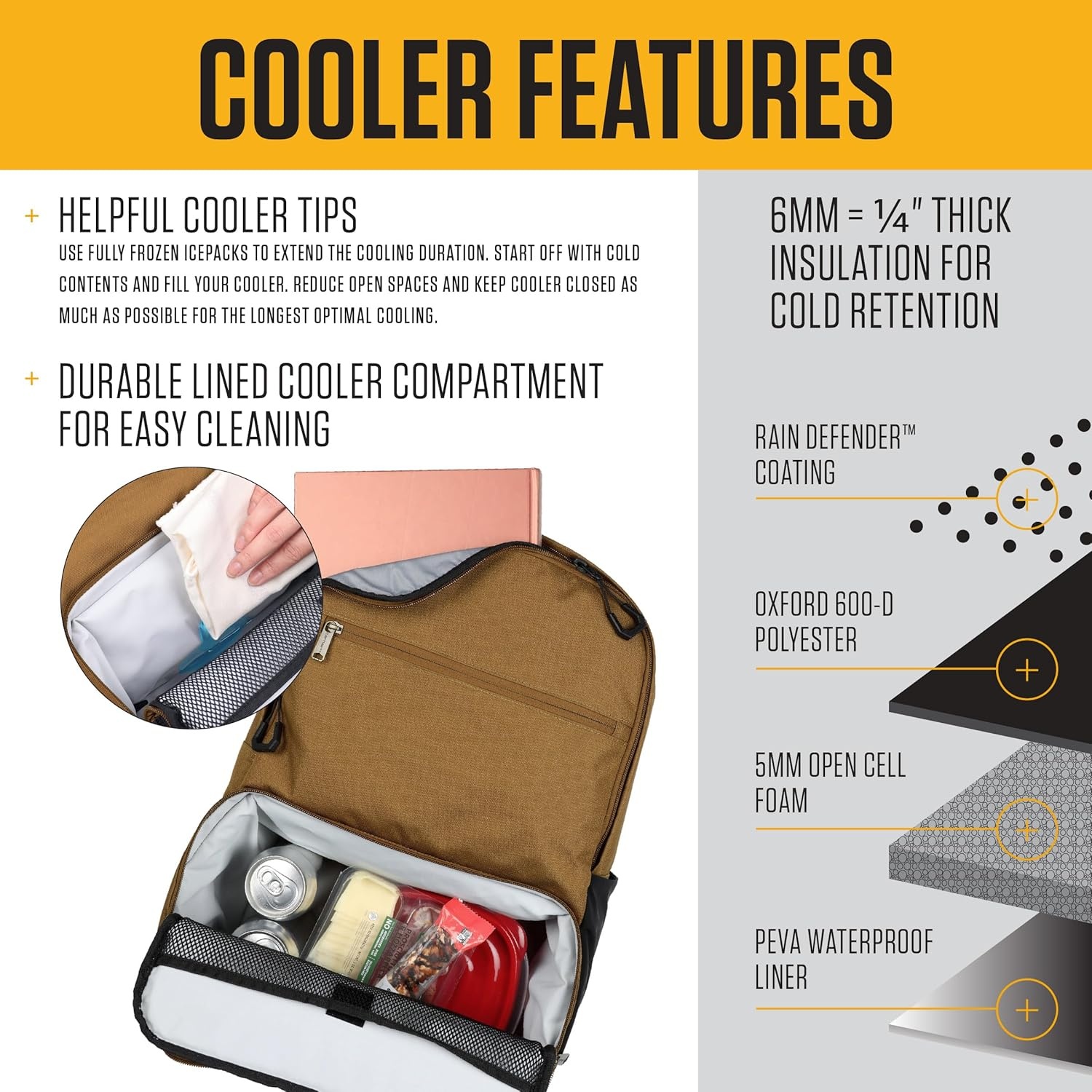 image:imageCarhartt Insulated Two Compartment Cooler Durable Water Repellent Material WFront Zippered Pocket for Camping Beach amp TravelBlack