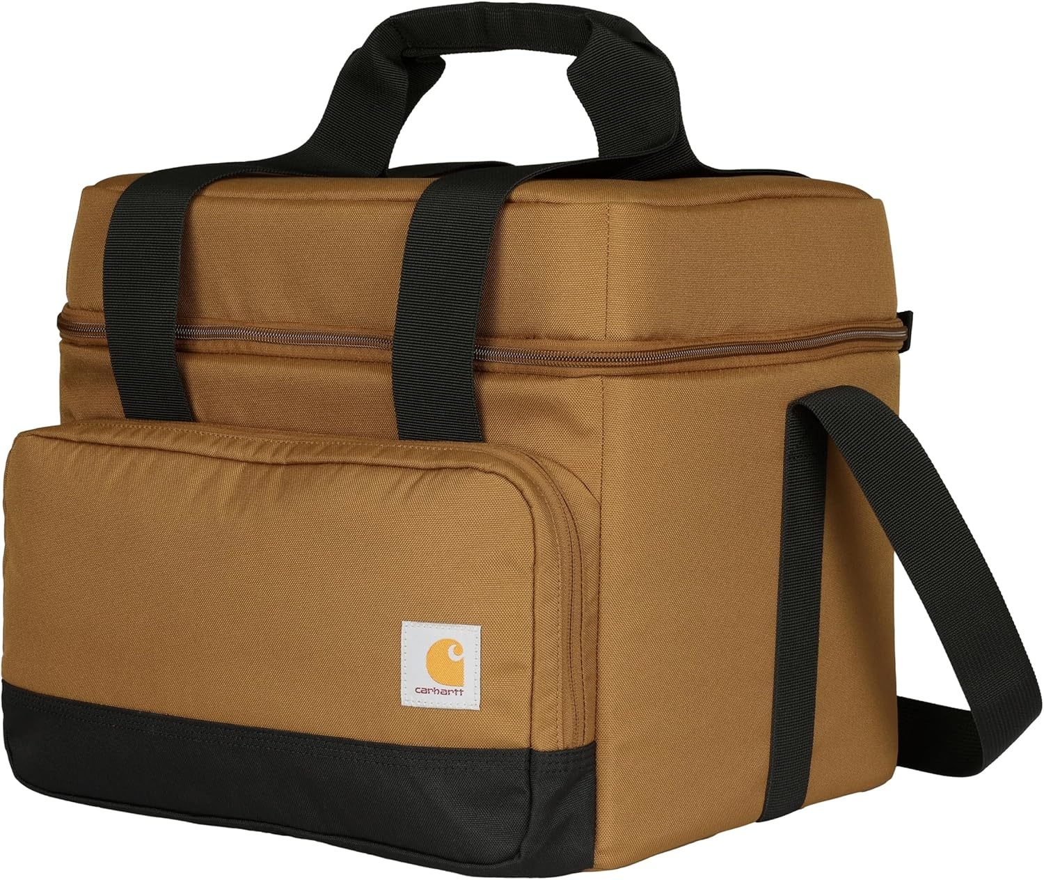 image:imageCarhartt Insulated Two Compartment Cooler Durable Water Repellent Material WFront Zippered Pocket for Camping Beach amp TravelCarhartt Brown
