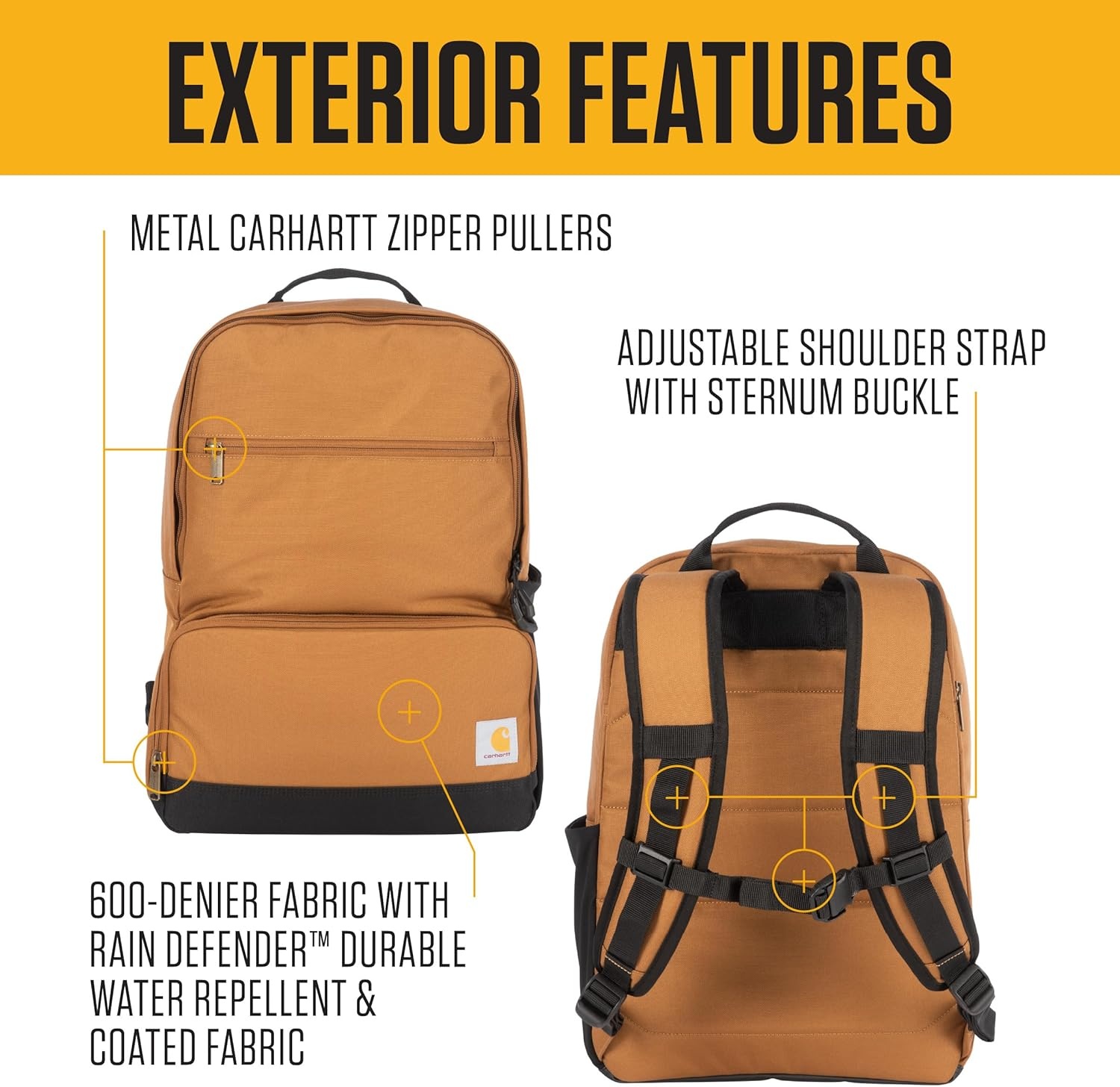 image:imageCarhartt Insulated Two Compartment Cooler Durable Water Repellent Material WFront Zippered Pocket for Camping Beach amp TravelCarhartt Brown