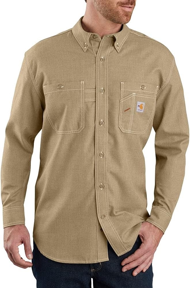 image:imageCarhartt Mens 104138 FlameResistant Force Lightweight Long Sleeve ShDark Khaki