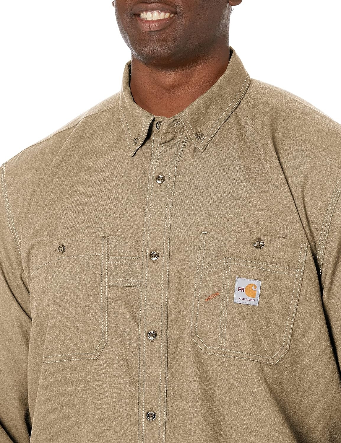 image:imageCarhartt Mens 104138 FlameResistant Force Lightweight Long Sleeve ShDark Khaki