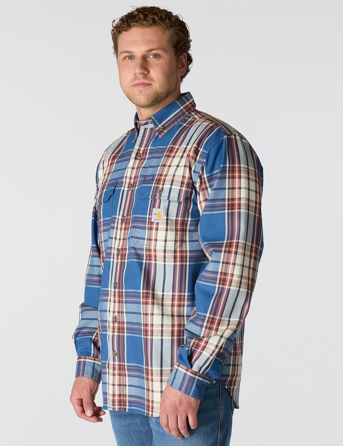 image:imageCarhartt Mens 104507 FlameResistant Force Rugged Flex LooseDark BlueSpice Red