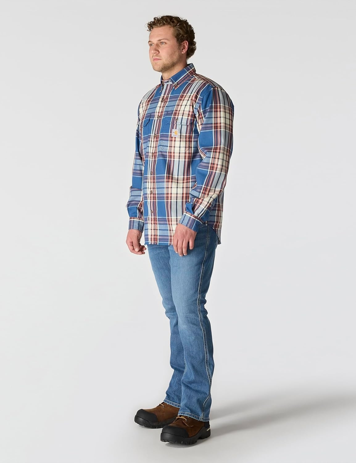 image:imageCarhartt Mens 104507 FlameResistant Force Rugged Flex LooseDark BlueSpice Red