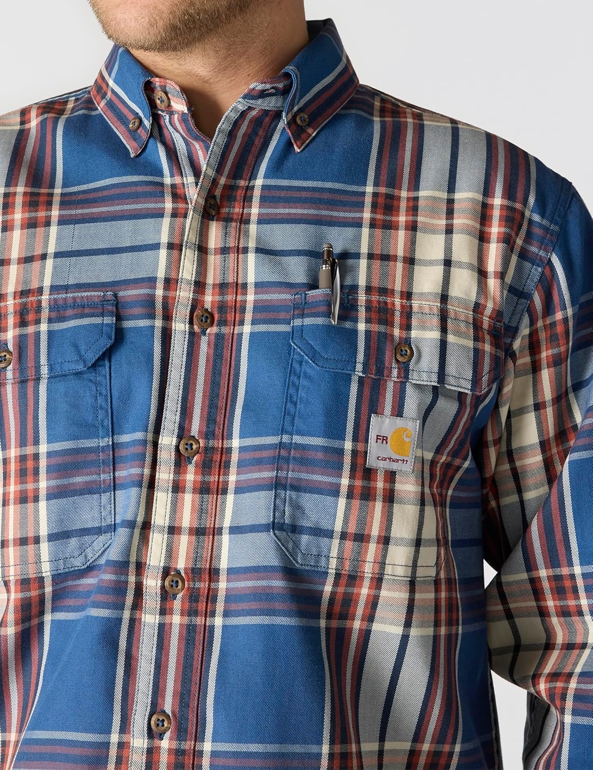 image:imageCarhartt Mens 104507 FlameResistant Force Rugged Flex LooseDark BlueSpice Red