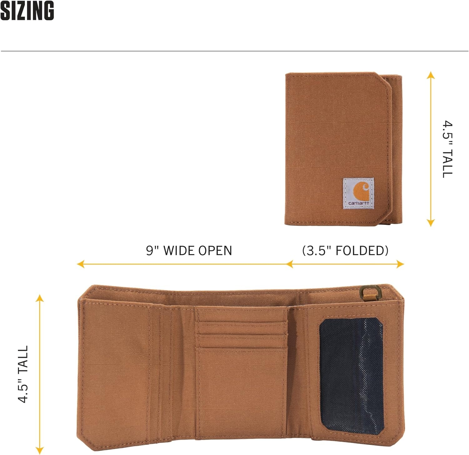 image:imageCarhartt Mens 700D Nylon Duck Wallets RFIDBlocking WTrifold and Front Pocket OptionsCarhartt Brown Trifold