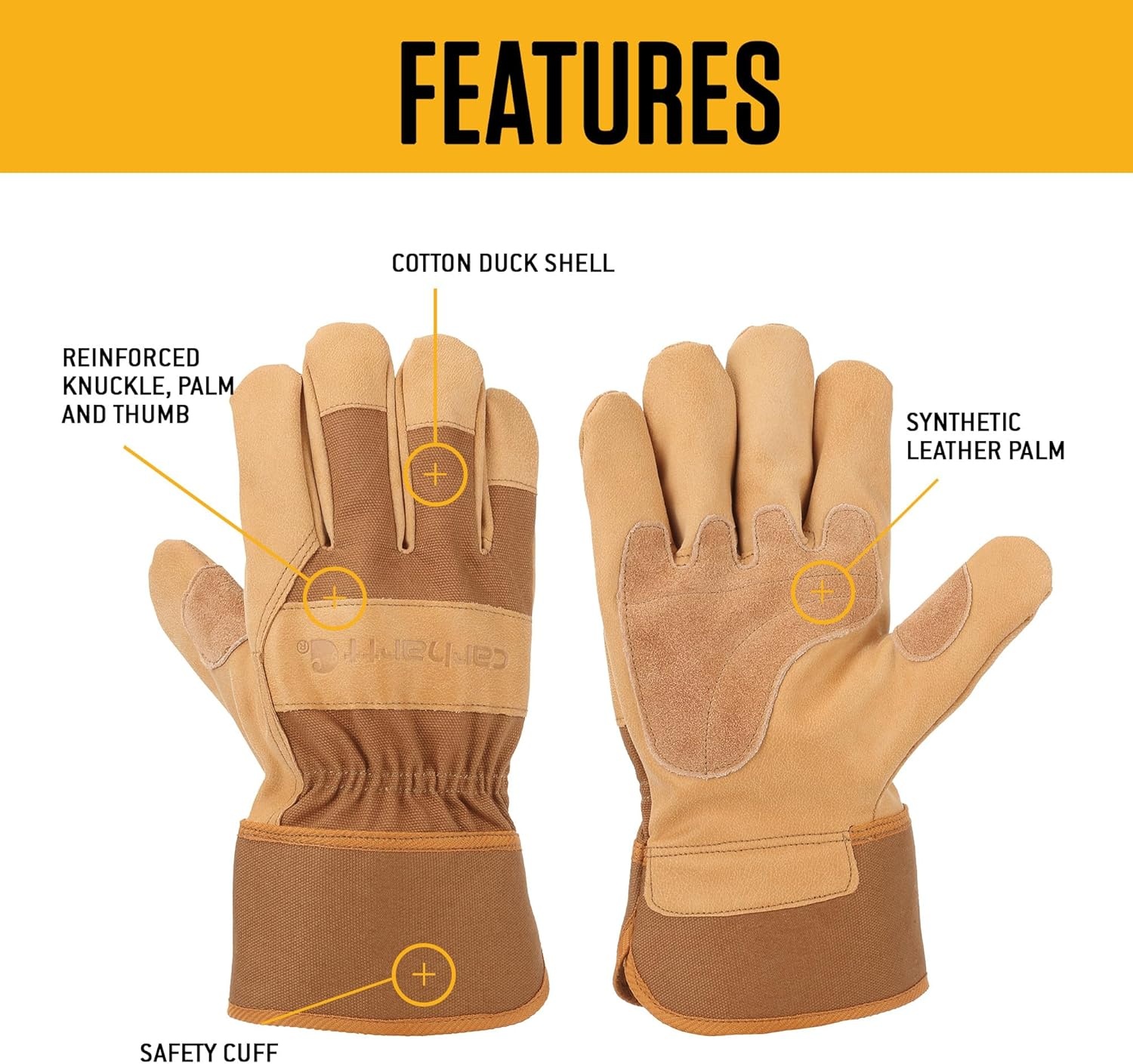 imageCarhartt Mens A518 System 5 Safety Cuff Work GloveBrown