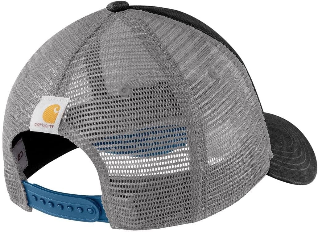 image:imageCarhartt Mens Canvas MeshBack Logo Graphic CapBlackDark Horizon Blue