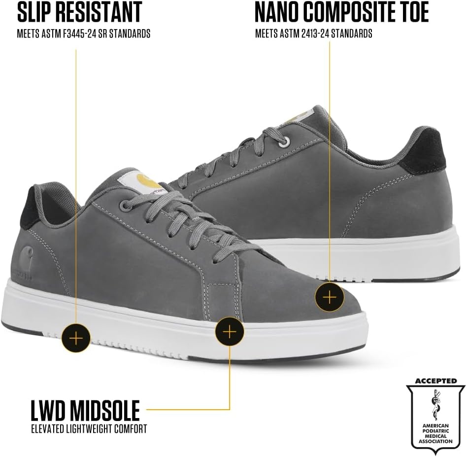imageCarhartt Mens Detroit Nano Toe Leather Work SneakerMedium Grey