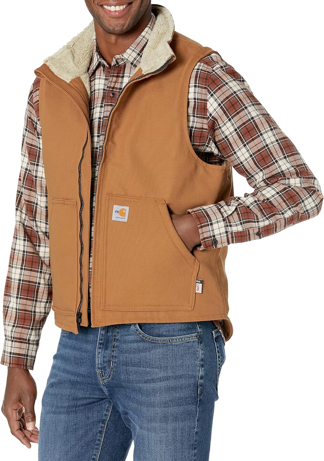 image:imageCarhartt Mens FR Duck Mock Neck VestCarhartt Brown