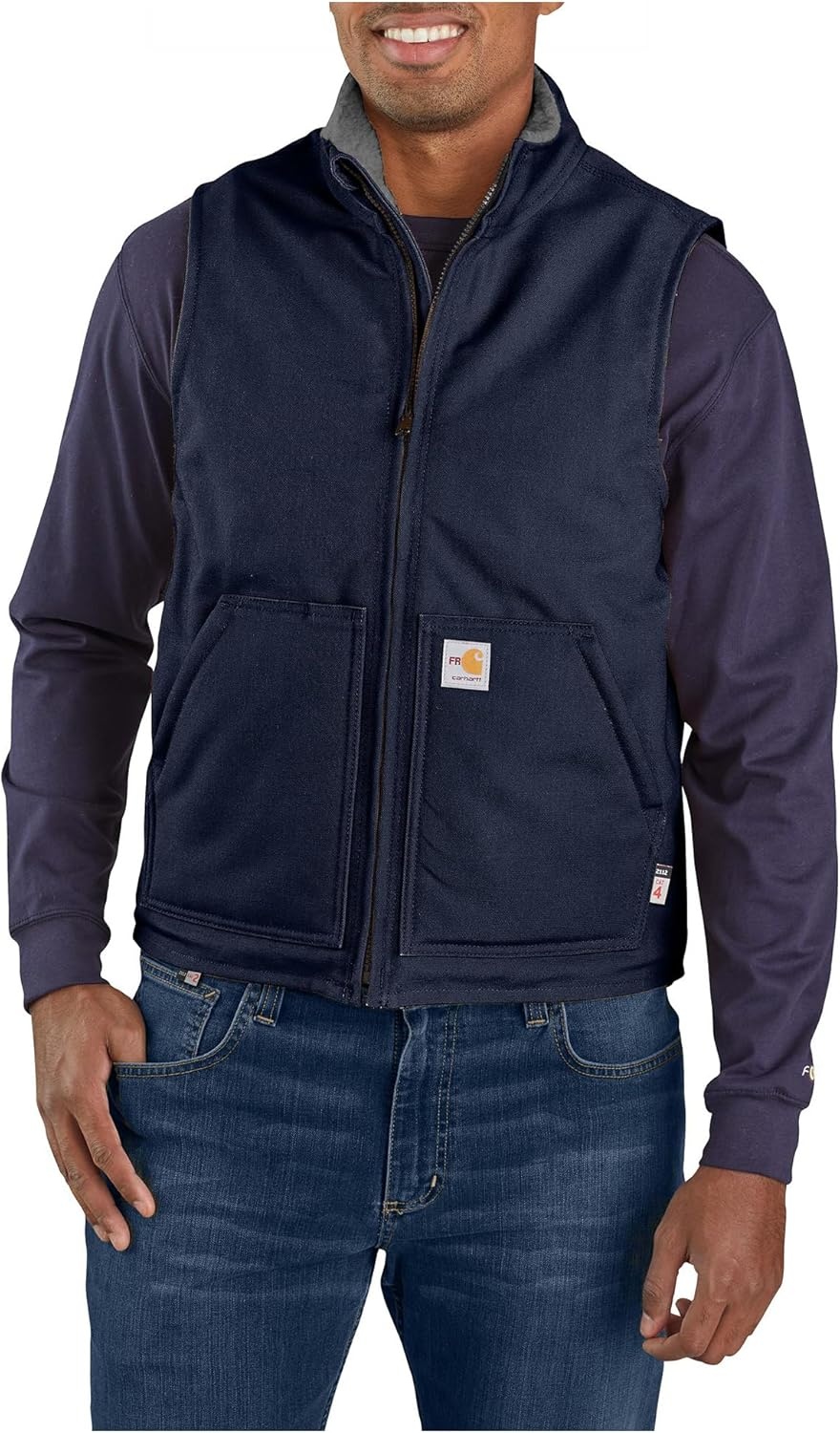image:imageCarhartt Mens FR Duck Mock Neck VestDark Navy