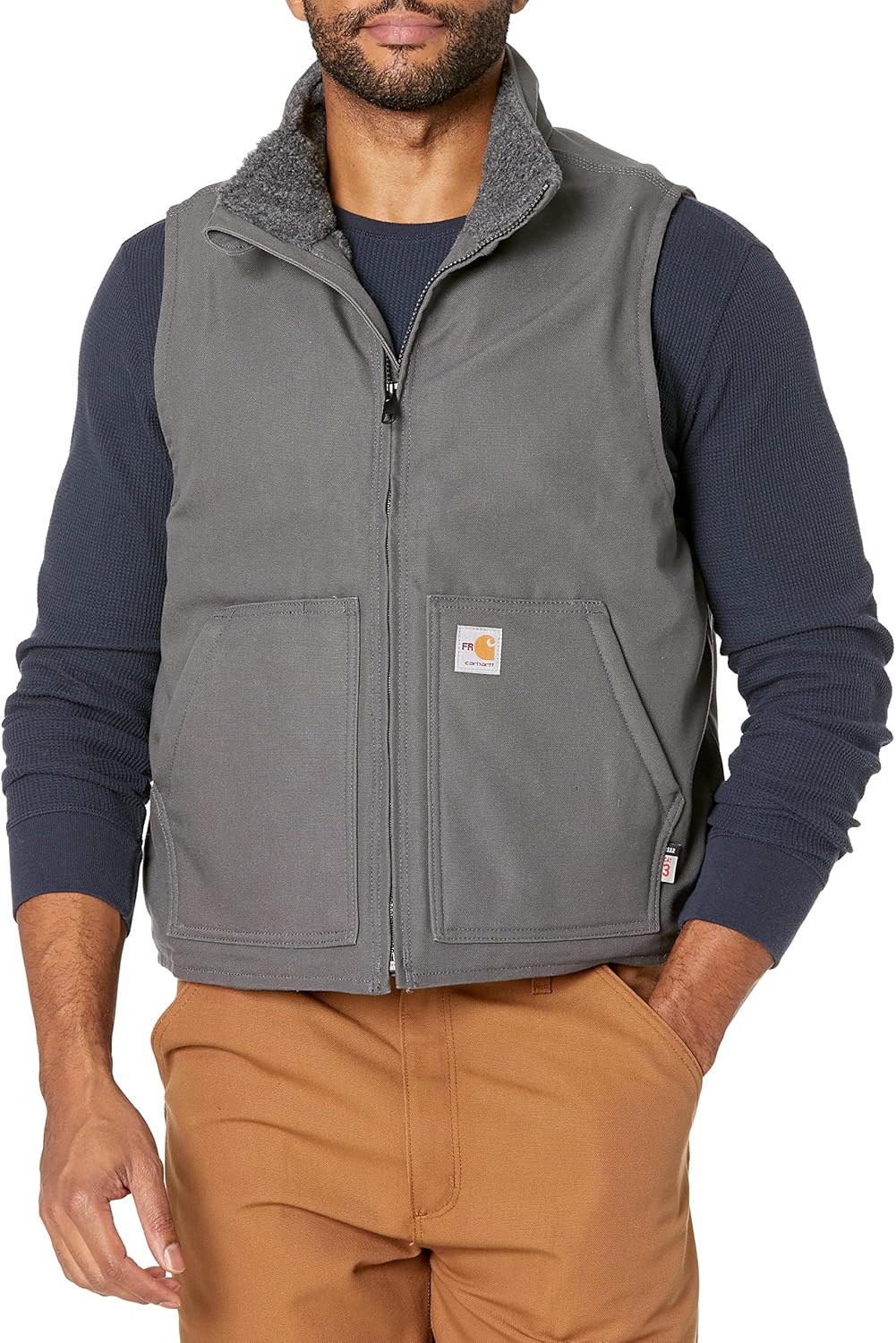 image:imageCarhartt Mens FR Duck Mock Neck VestGravel