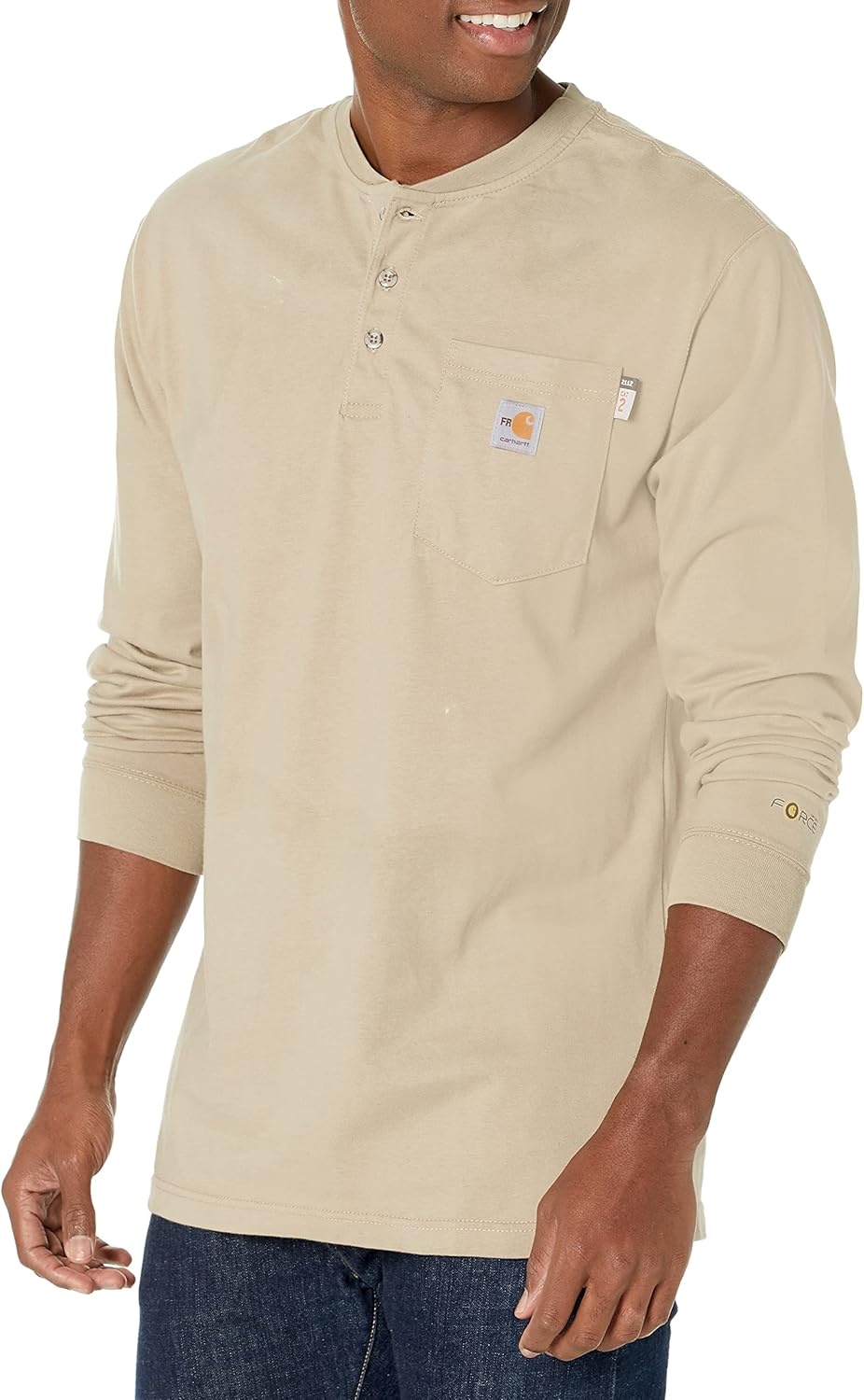 image:imageCarhartt Mens FR Force Dearborn Loose LS HenleyKhaki