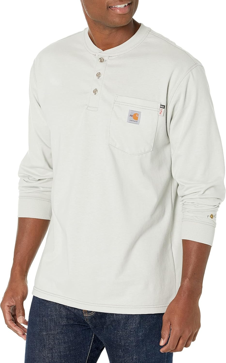 image:imageCarhartt Mens FR Force Dearborn Loose LS HenleyLight Gray