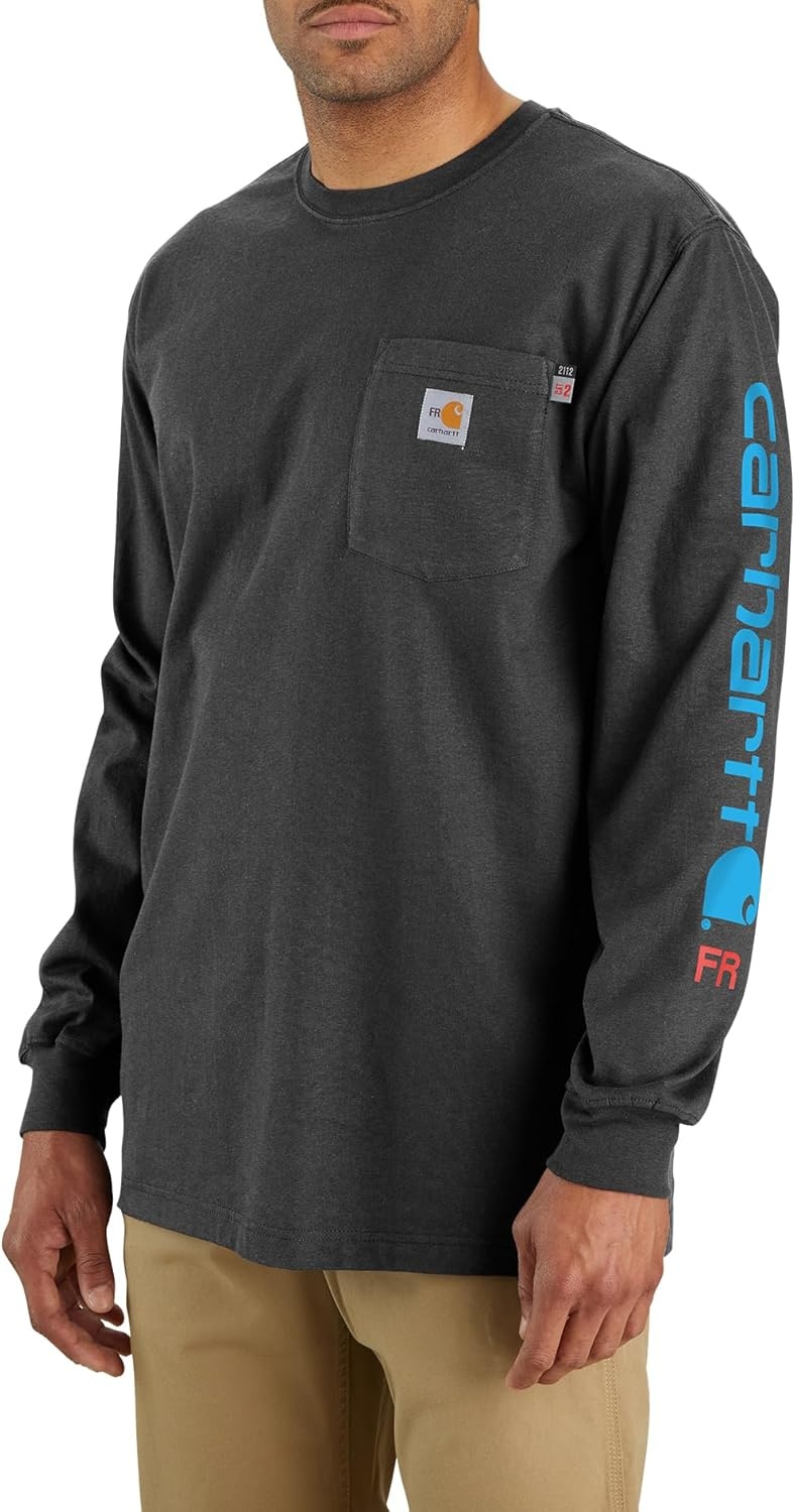 image:imageCarhartt Mens FR Force Irvine Loose LS Logo TShirtCarbon Heather