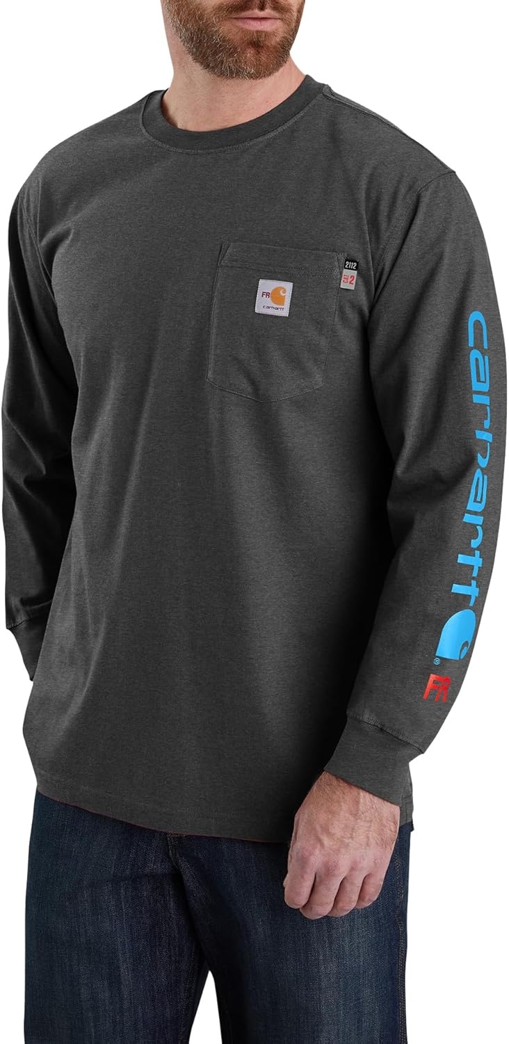 image:imageCarhartt Mens FR Force Irvine Loose LS Logo TShirtCarbon Heather