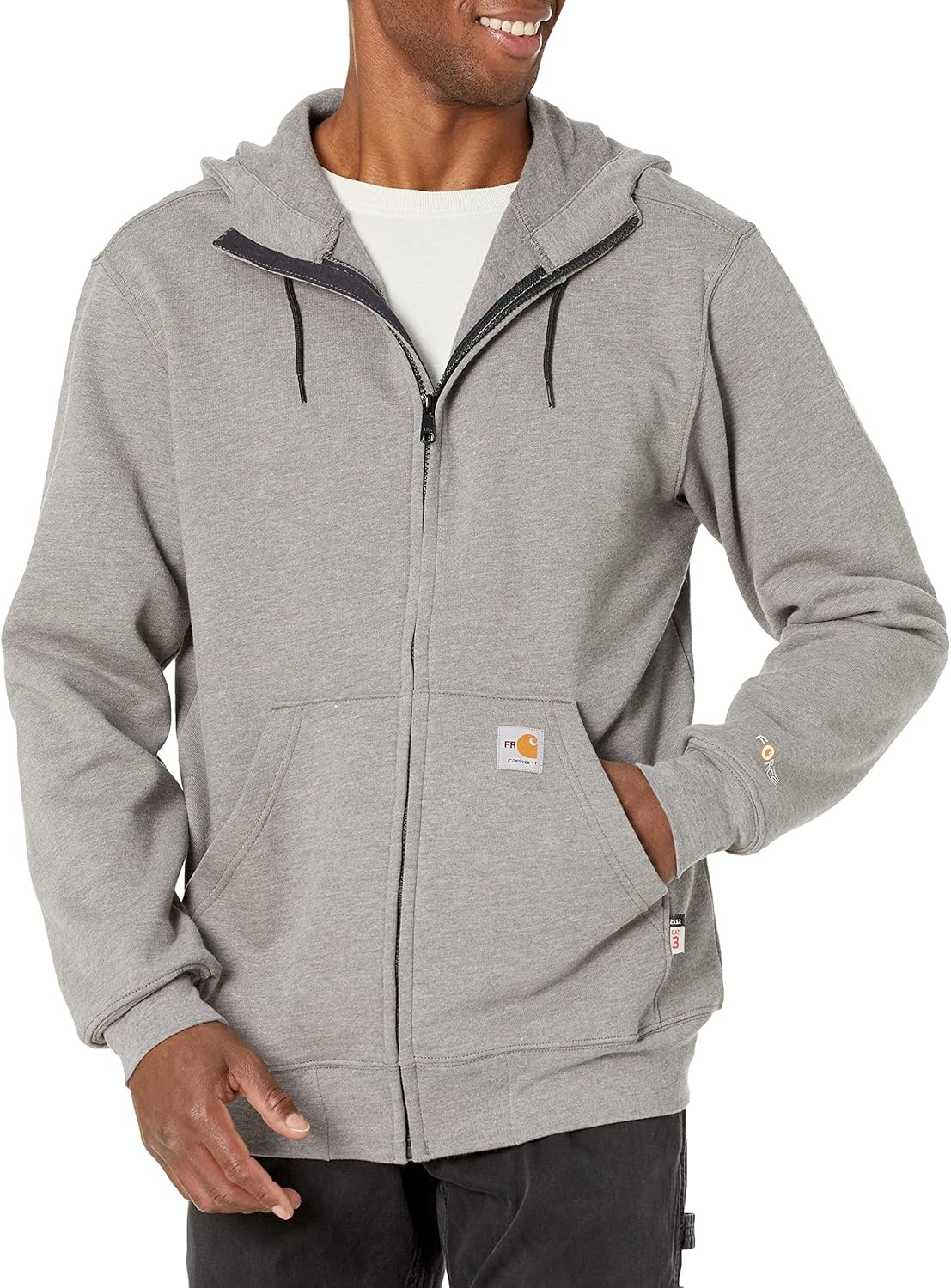 image:imageCarhartt Mens FR Force Marquette Full Zip SweatshirtGranite Heather