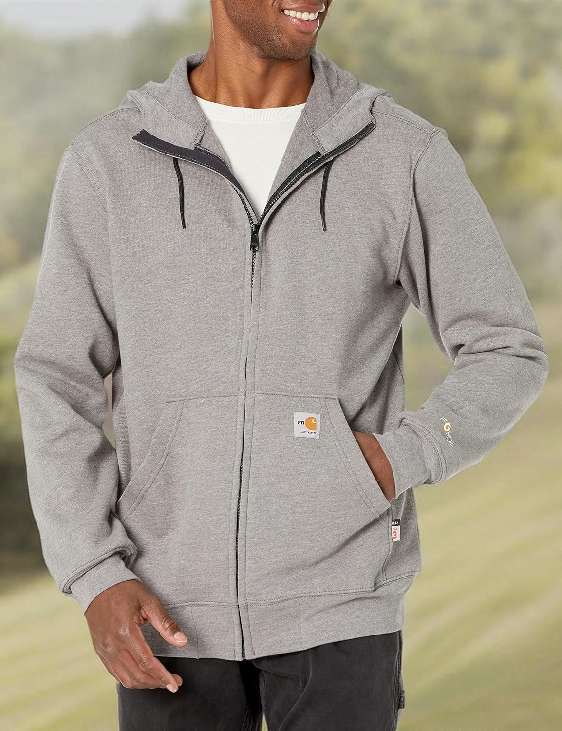image:imageCarhartt Mens FR Force Marquette Full Zip SweatshirtGranite Heather