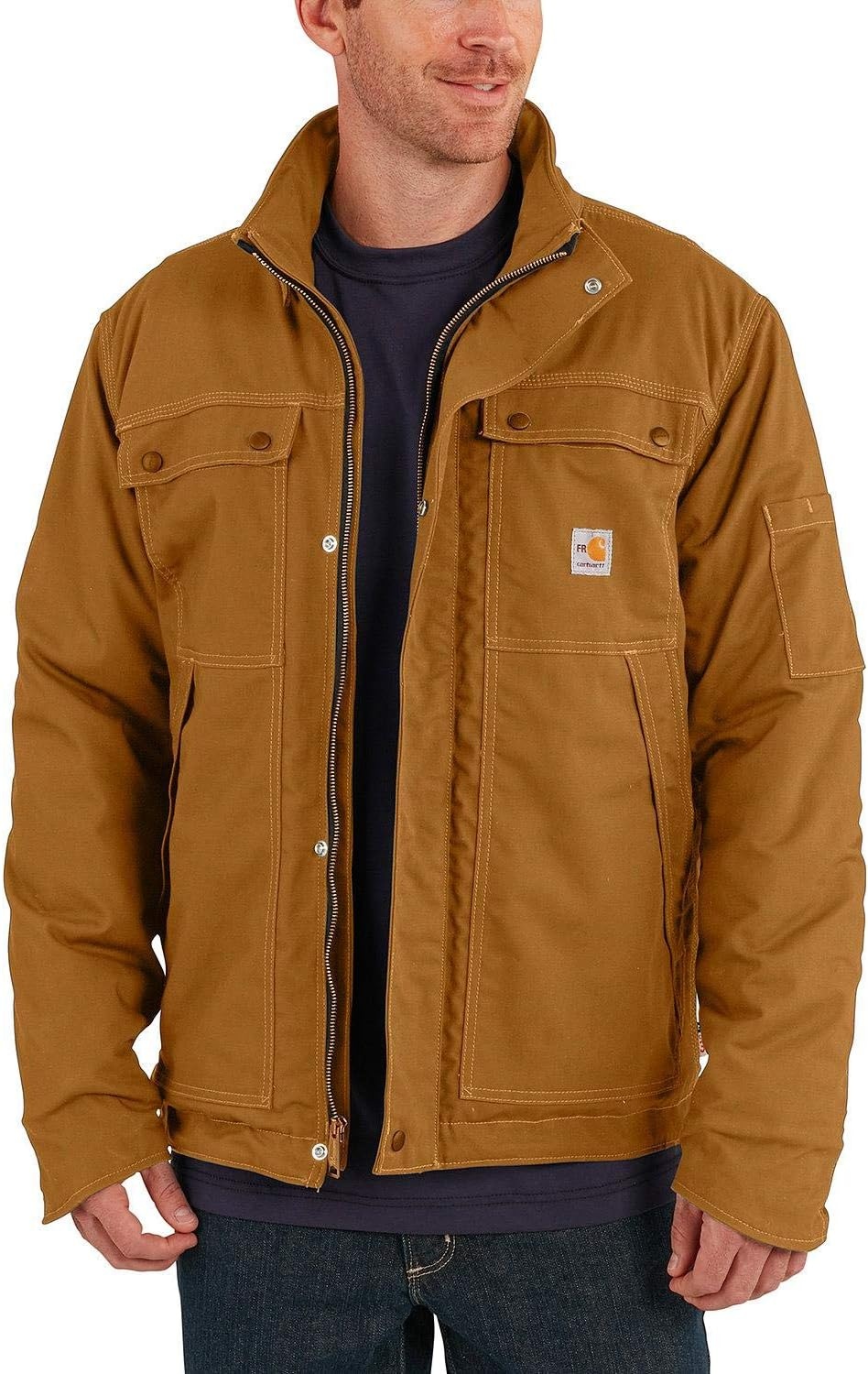 image:imageCarhartt Mens Flame Resistant Full Swing Relaxed Fit Quick Duck Insulated CoatCarhartt Brown