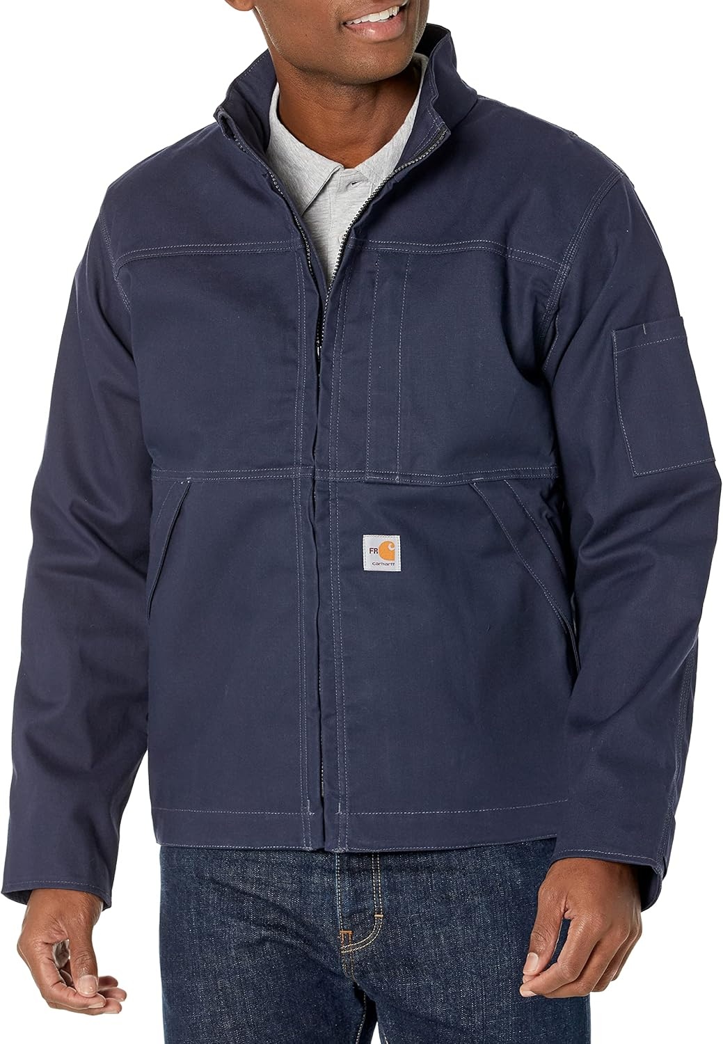 image:imageCarhartt Mens Flame Resistant Full Swing Relaxed Fit Quick Duck Lined JacketDark Navy