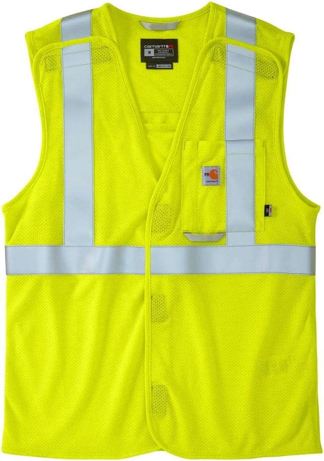 image:imageCarhartt Mens Flame Resistant HighVisibility Mesh Class 2 VestBrite Lime