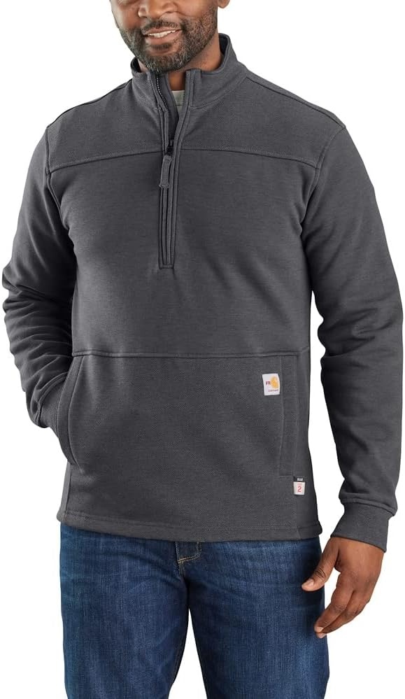 image:imageCarhartt Mens Flame Resistant Rain Defender Relaxed Fit Mock Neck Fleece PulloverShadow