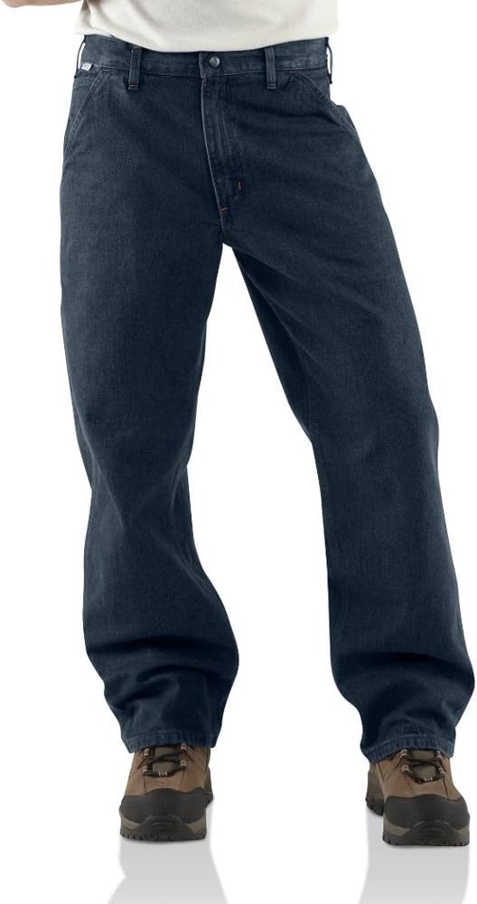 image:imageCarhartt Mens Flame Resistant Signature Denim DungareeClassic Dark