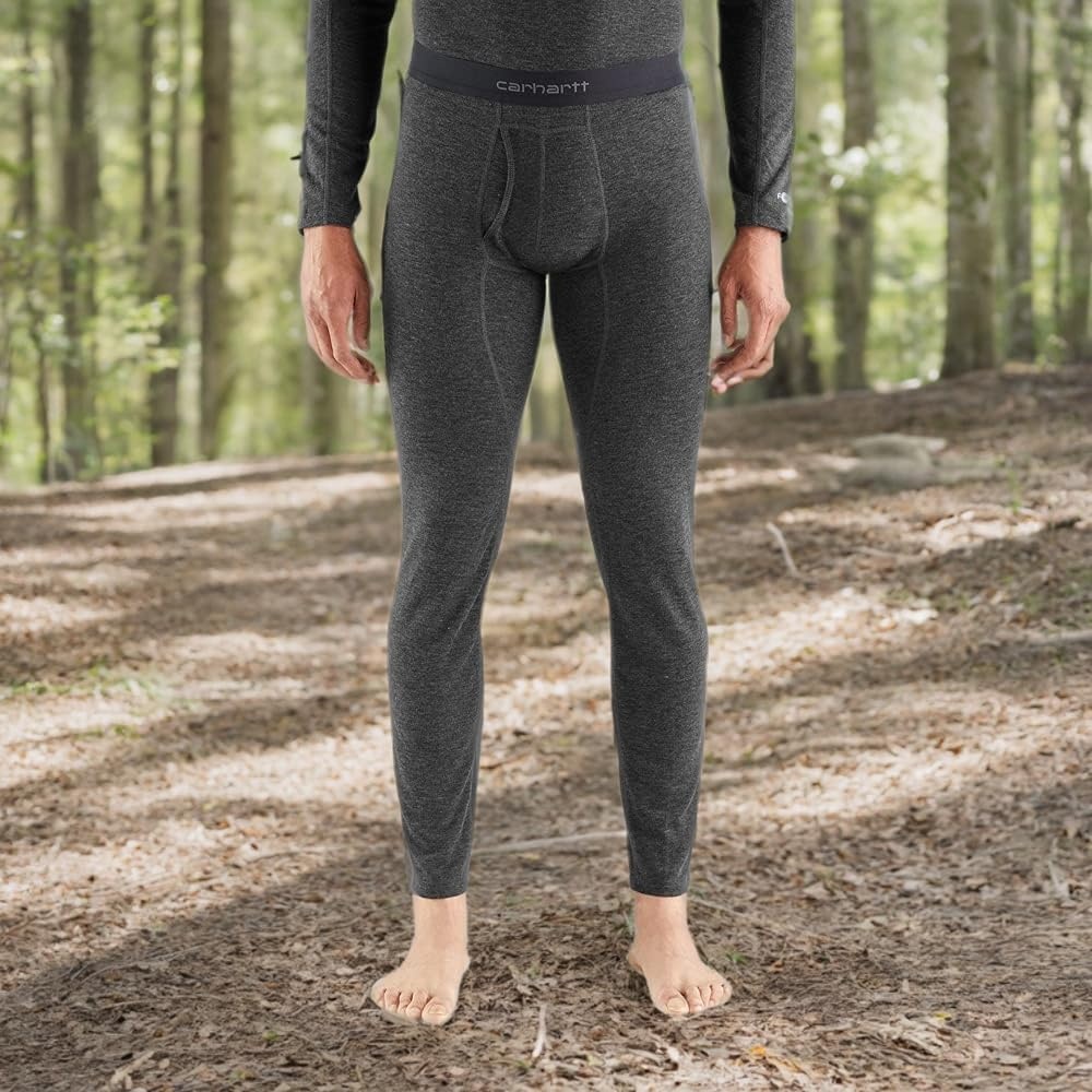 imageCarhartt Mens Force Midweight SyntheticMerino Wool Blend Base Layer PantBlack Heather