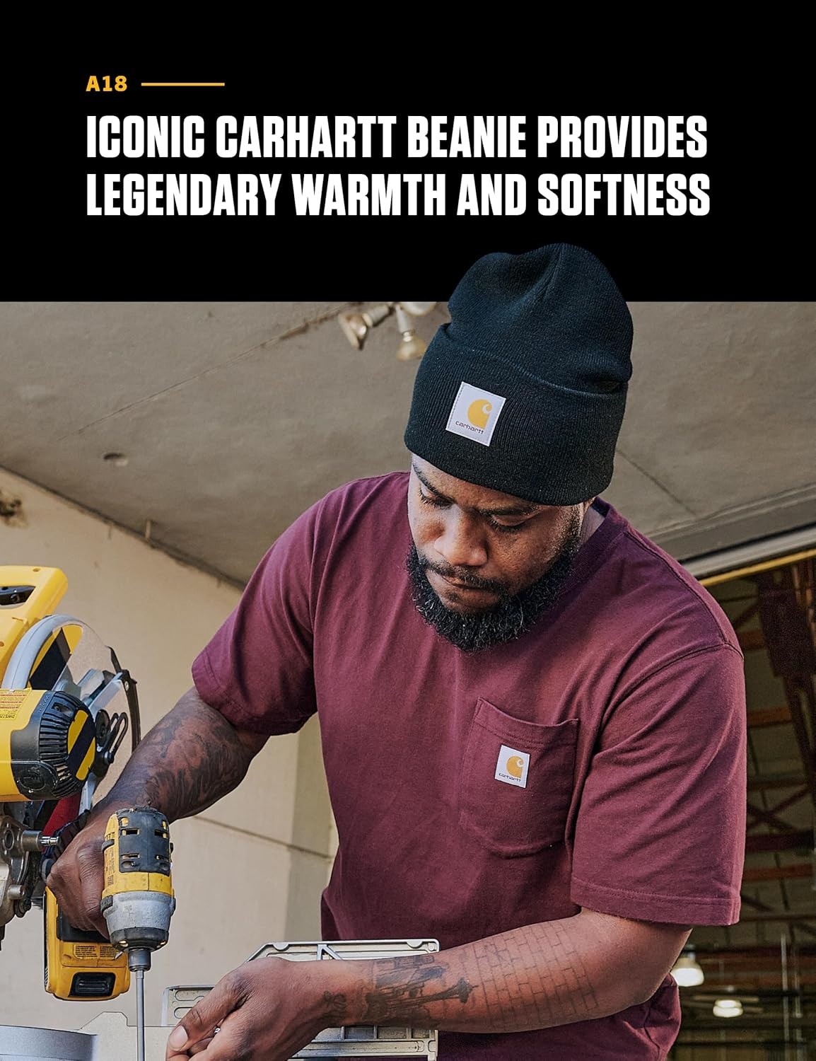 image:imageCarhartt Mens Knit Cuffed BeanieBlackWhite
