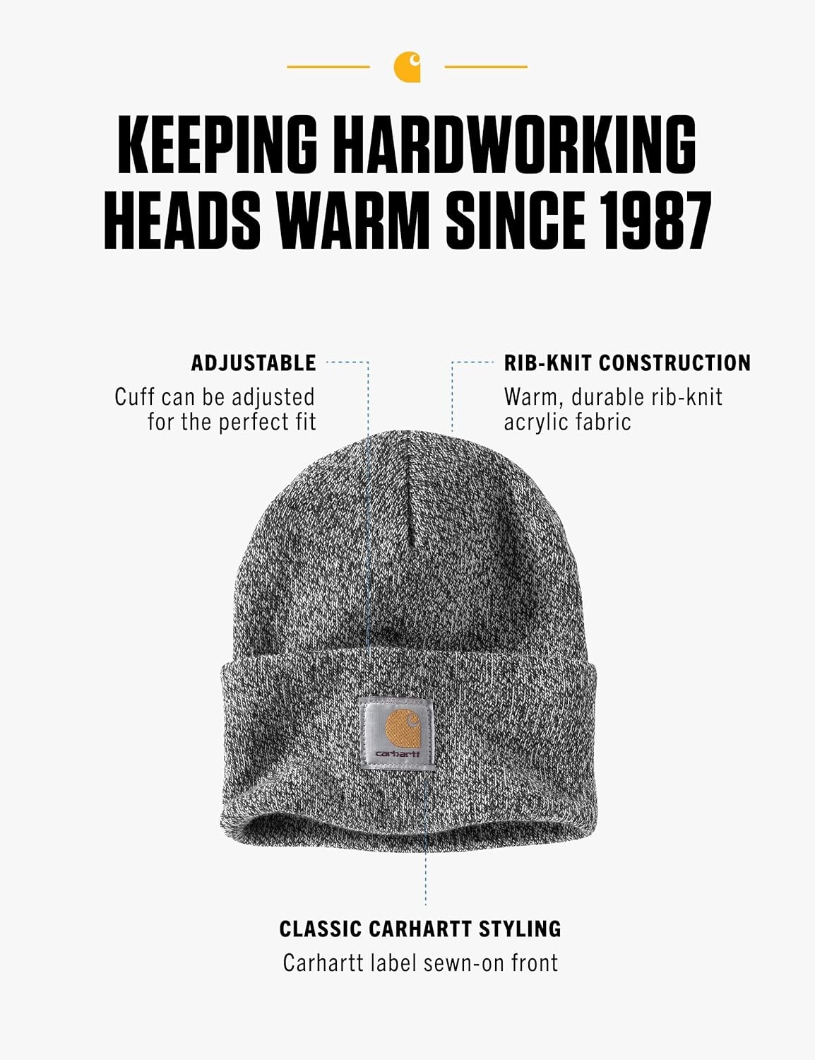 image:imageCarhartt Mens Knit Cuffed BeanieBlackWhite