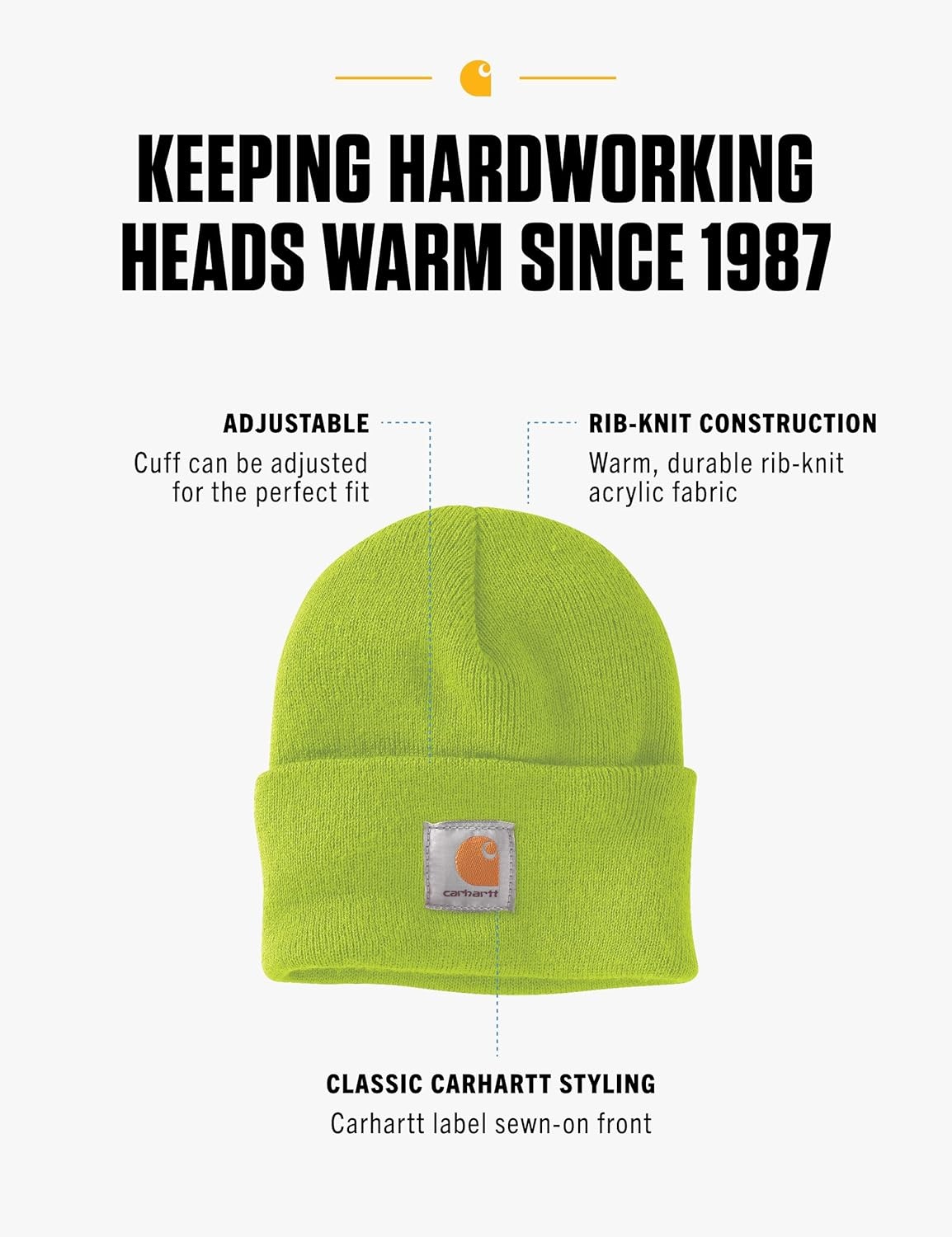 image:imageCarhartt Mens Knit Cuffed BeanieBrite Lime