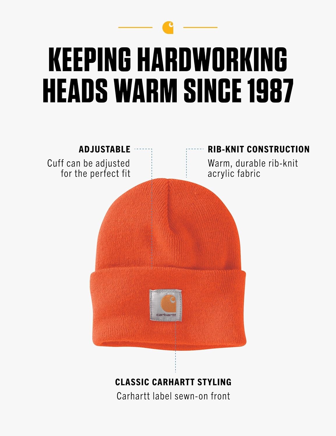 image:imageCarhartt Mens Knit Cuffed BeanieBrite Orange