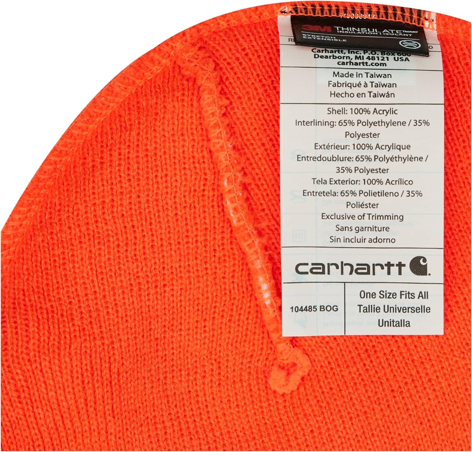 image:imageCarhartt Mens Knit Insulated Face MaskBrite Orange