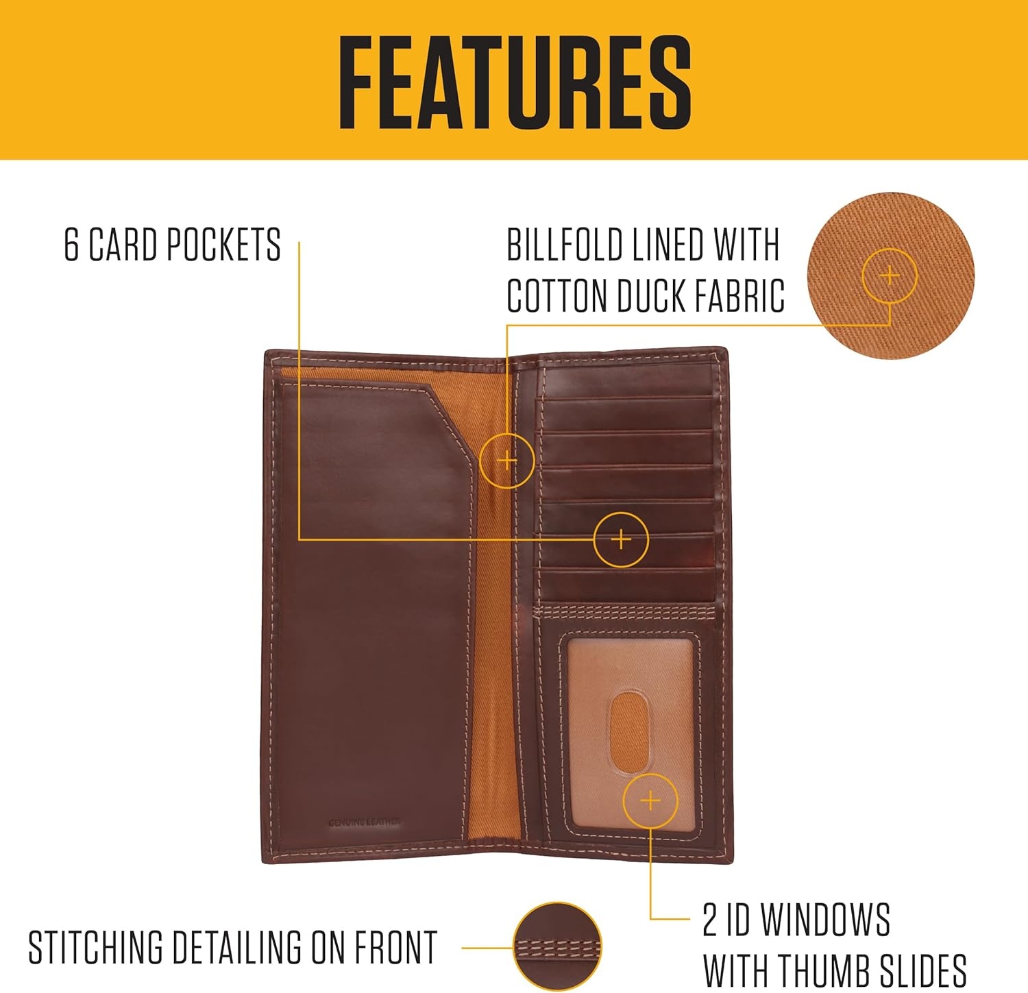 image:imageCarhartt Mens Leather Triple Stitch Wallet Durable FullGrain Leather Bifold Trifold amp Rodeo Styles Gifts for MenBrown Rodeo