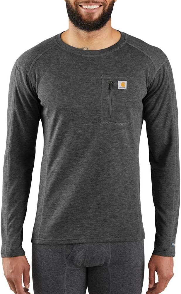 imageCarhartt Mens MBL110 Base Force Heavyweight Base Layer CrewBlack Heather