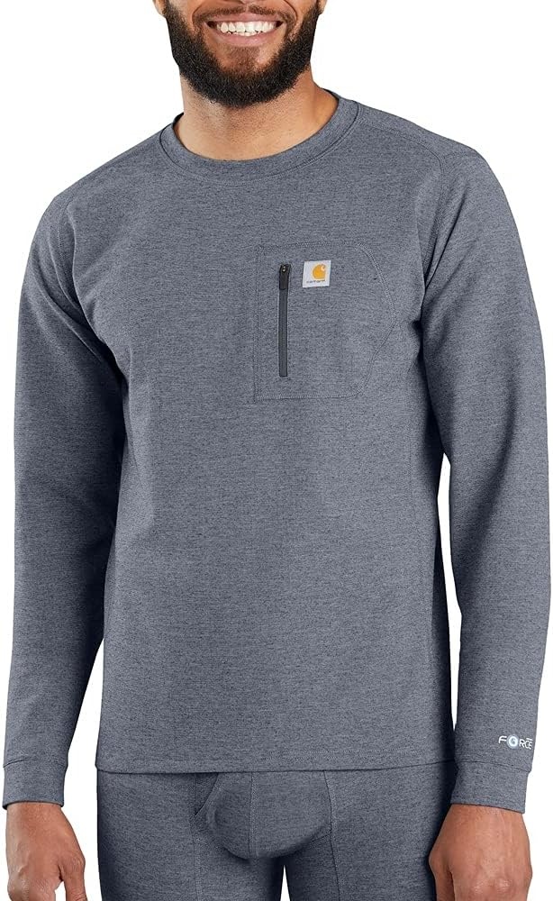 imageCarhartt Mens MBL110 Base Force Heavyweight Base Layer CrewDark Navy Heather
