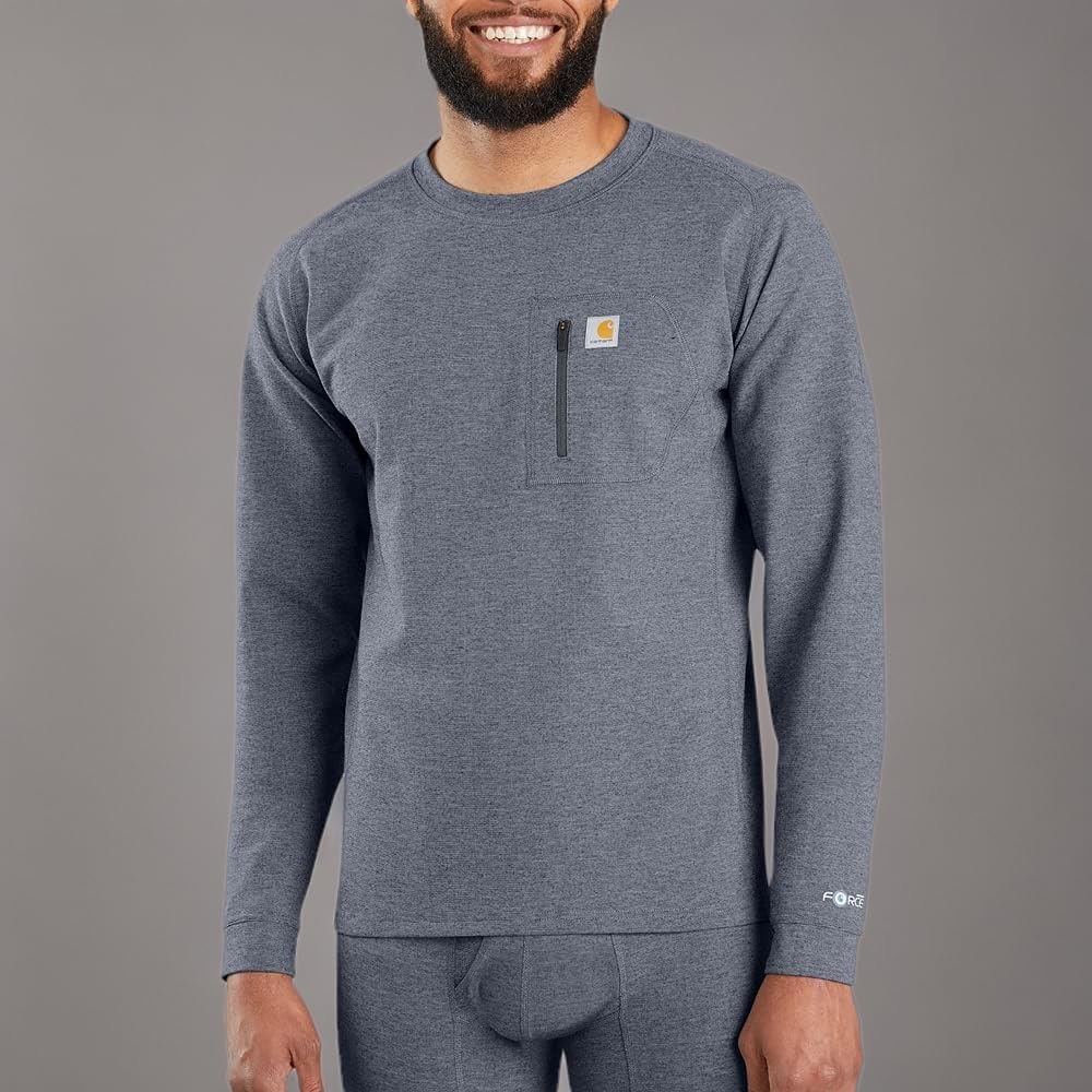 imageCarhartt Mens MBL110 Base Force Heavyweight Base Layer CrewDark Navy Heather