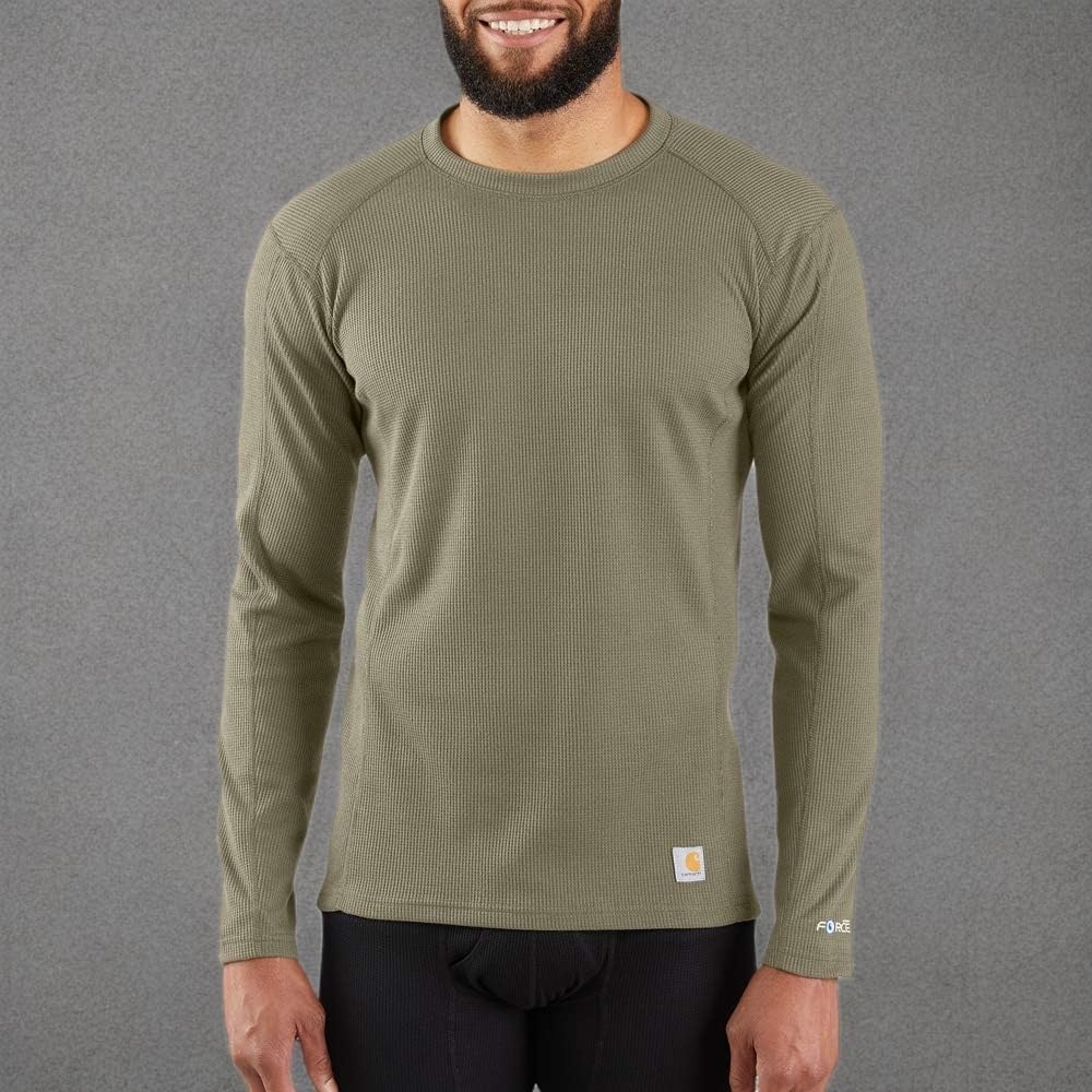 imageCarhartt Mens MBL113 Base Force Midweight Base Layer Classic CrewBurnt Olive