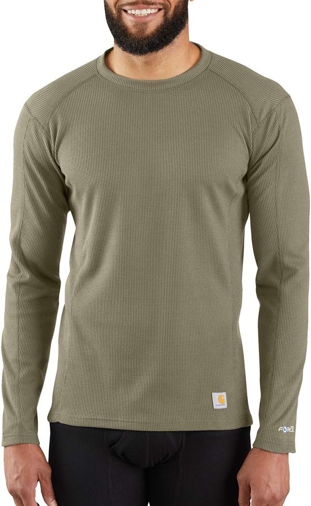 imageCarhartt Mens MBL113 Base Force Midweight Base Layer Classic CrewBurnt Olive
