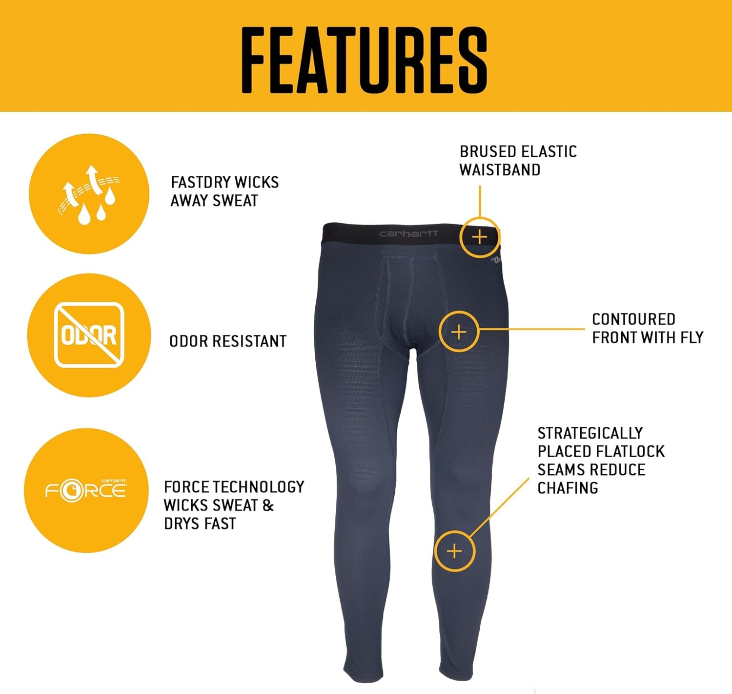 imageCarhartt Mens MBL115 Base Force Midweight Base Layer Classic BottomBlack