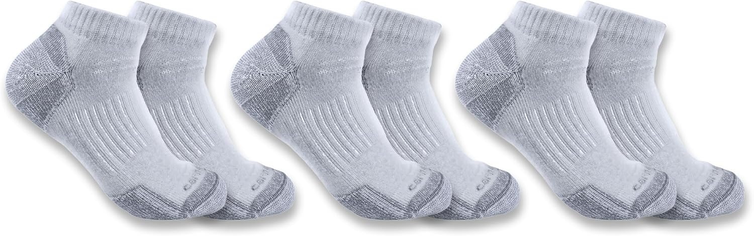 imageCarhartt Mens Midweight Cotton Blend Low Cut Sock 3 PackGrey