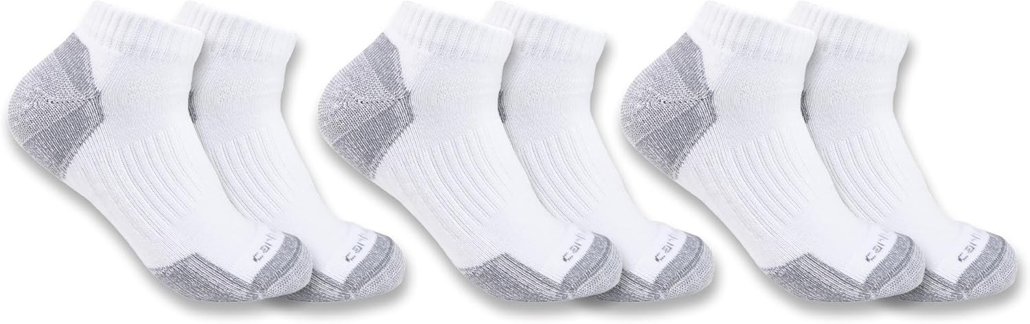 imageCarhartt Mens Midweight Cotton Blend Low Cut Sock 3 PackWhite